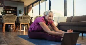 older adults joining live online exercise classes with Siel Bleu at Home
